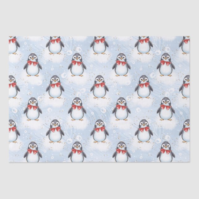 Papier Mousseline Noël du mignon pingouin (Recto)