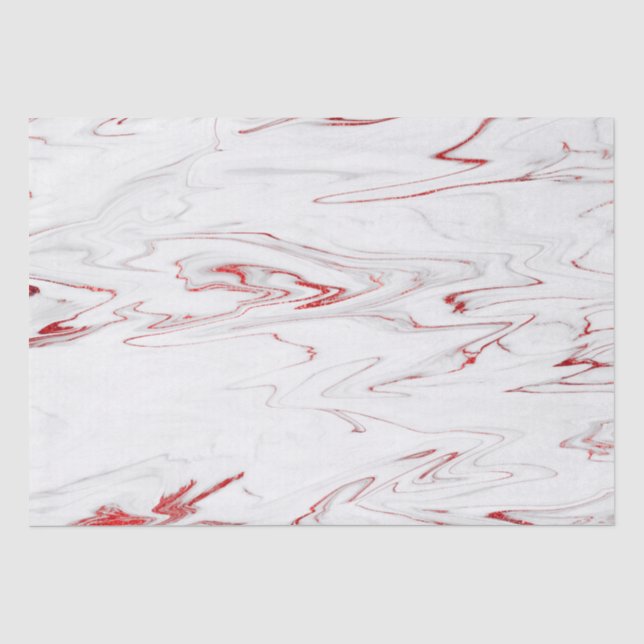 Papier Mousseline Noël Elégant Rouge Blanc Faux Marbre (Recto)