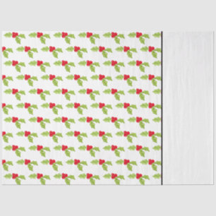 Papier Mousseline Noël Festive Holly Deux Tone Motif