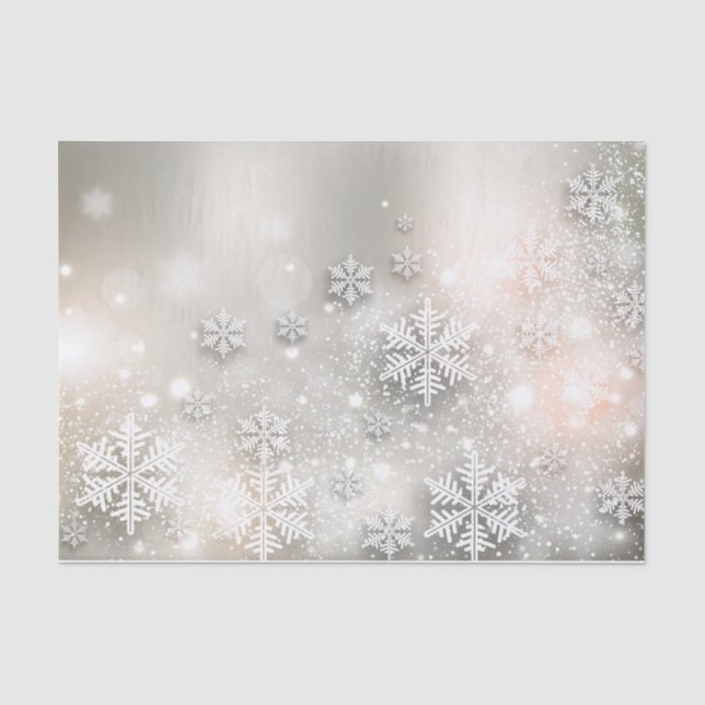 Papier Mousseline Noël Fête Élégant Flocon de neige (Recto)