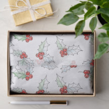 Noël feuilles de houx aquarelle et baies rouges