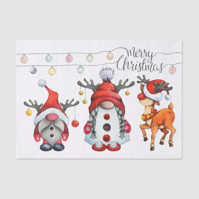 Papier Mousseline Noël Gnome Rudolph Deer (Recto)
