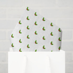 Papier Mousseline Noël Holly Motif Festif Cadeau Vacances