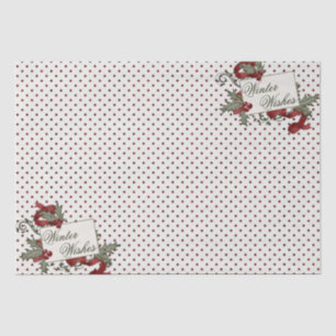 Papier Mousseline Noël-Holly-POLKA-DOT-Souhaits d'hiver