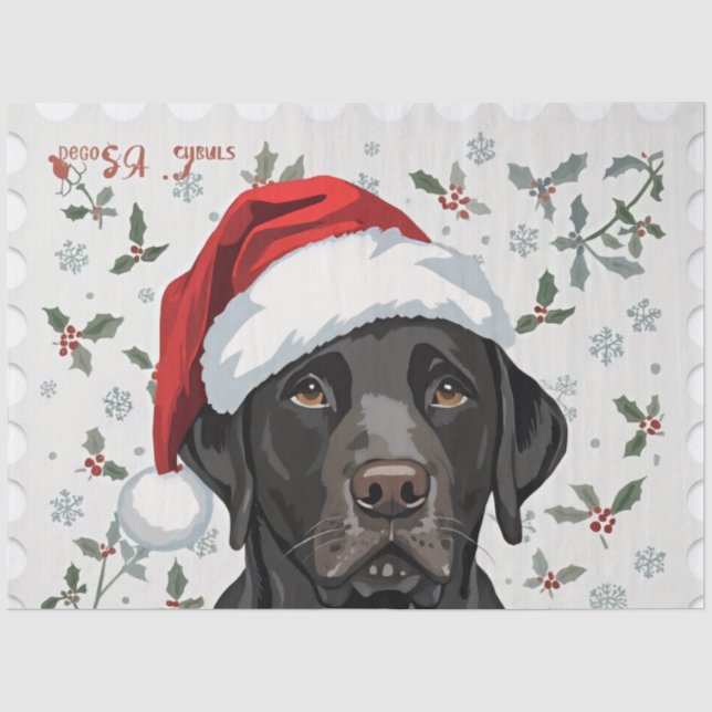 Papier Mousseline Noël labrador noir (Recto)