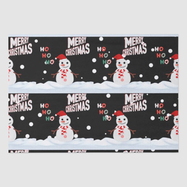 Papier Mousseline Noël Le papier Tissu Snowman (Recto)