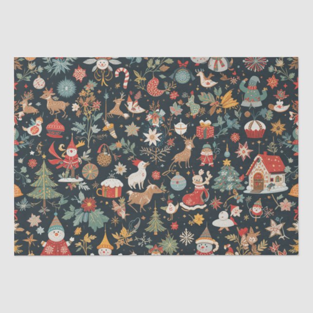 Papier Mousseline Noël 🎄 Motif Conception sur papier de tissus (Recto)