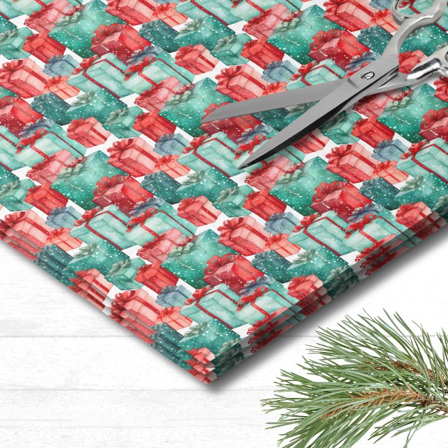 Papier Mousseline Noël Motif de vacances classique (Classic Holiday Pattern Christmas Tissue Paper)