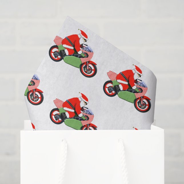 Papier Mousseline Noël moto (Sac cadeau)