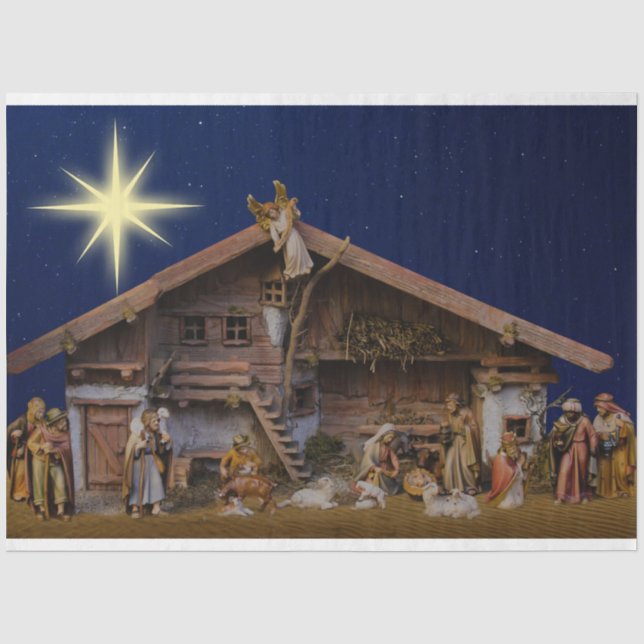 Papier Mousseline Noël Nativité Manger 3 Découpage Tissu papier (Recto)