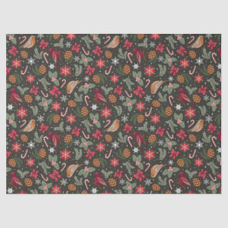 Papier Mousseline Noël naturel Ditsy