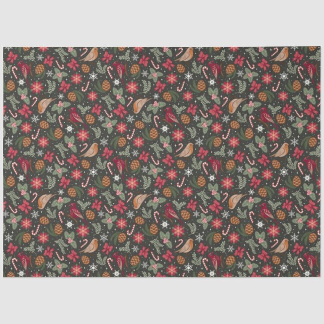 Papier Mousseline Noël naturel Ditsy (Recto)