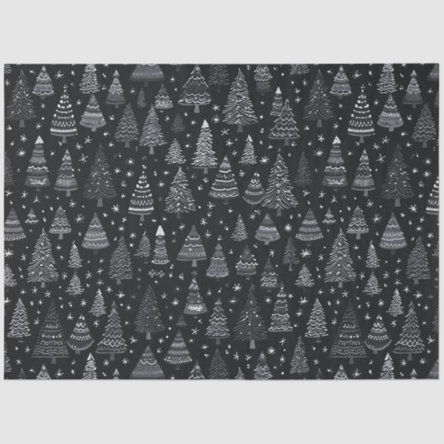 Papier Mousseline Noël noir et blanc (Recto)