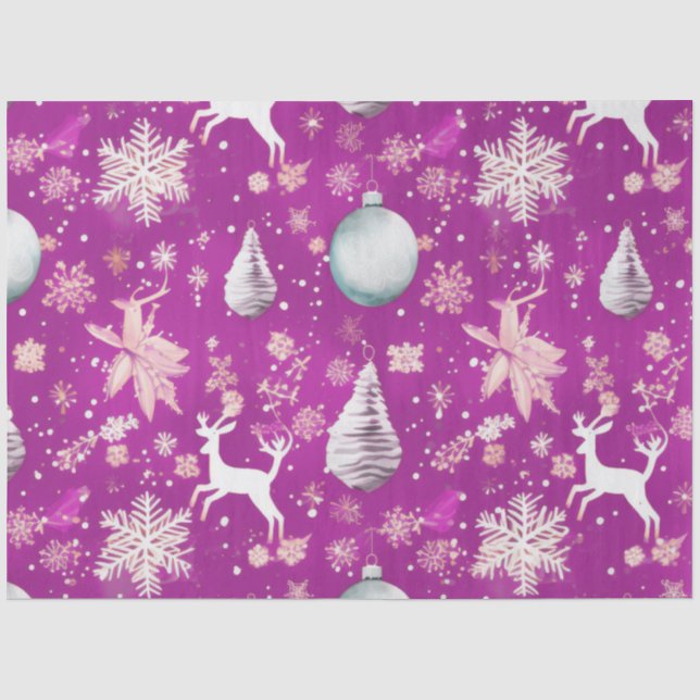 Papier Mousseline Noël Ornements Reindeer Snowflakes Noël (Recto)