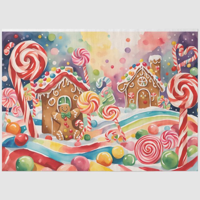 Papier Mousseline Noël pain d'épices maisons papier de tissu (Recto)