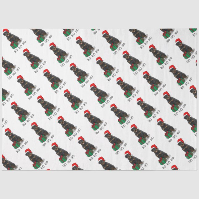 Papier Mousseline Noël Père Noël Casquette Rottweiler Chien Drôle (Recto)
