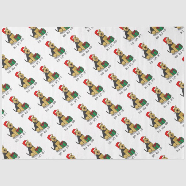 Papier Mousseline Noël Père Noël Casquette Welsh Terrier Chien migno (Recto)