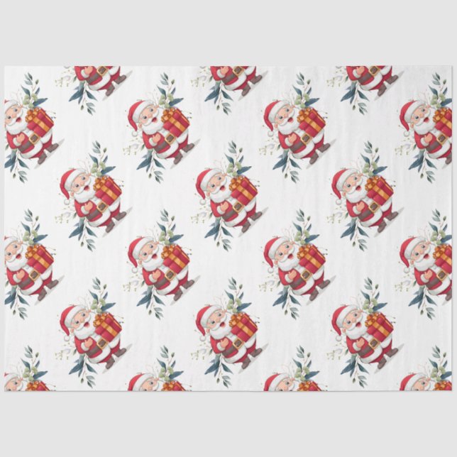 Papier Mousseline Noël père Noël & Eucalyptus (Recto)