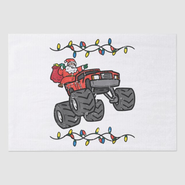 Papier Mousseline Noël Père Noël Monster Camion Garçons Enfants Enfa (Recto)