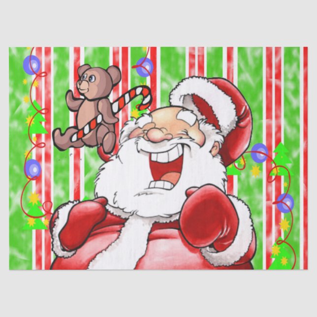 Papier Mousseline Noël Père Noël Tissue Paper Teddy Bear (Recto)