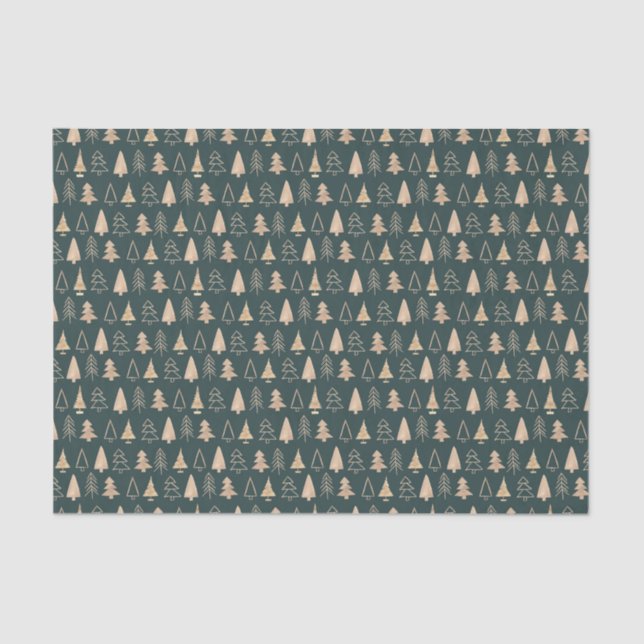 Papier Mousseline Noël pin vert et beige cadeau motif à (Recto)