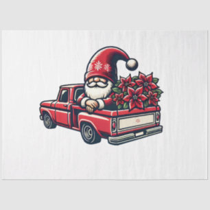 Papier Mousseline Noël Poinsettia Père Noël Gnome En Camion De Ramas