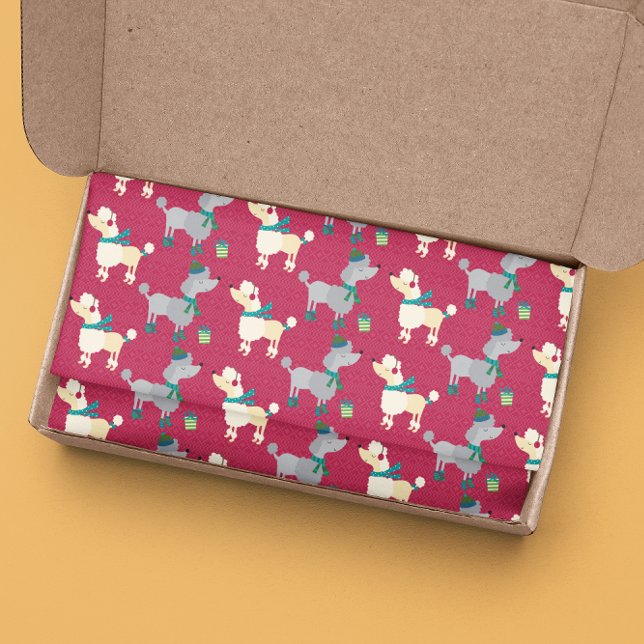 Papier Mousseline Noël Poodle Chien Motif de vacances (Créateur téléchargé)