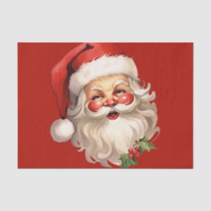Papier Mousseline Noël rétro Holly Jolly Santa Claus