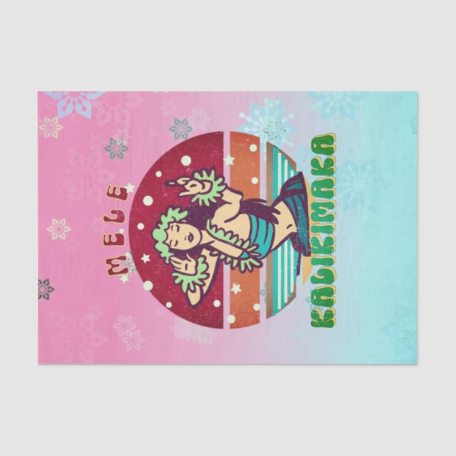 Papier Mousseline Noël rétro, Mele Kalikimaka Hula Dancer (Recto)