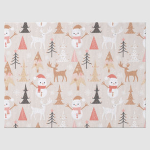 Papier Mousseline Noël rose mignon Arbre de Noël Snowman Reindeer