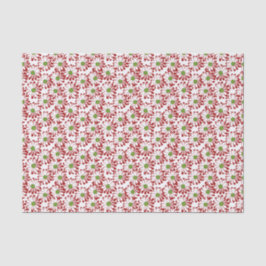 Papier Mousseline Noël Rouge et vert marguerite motif floral