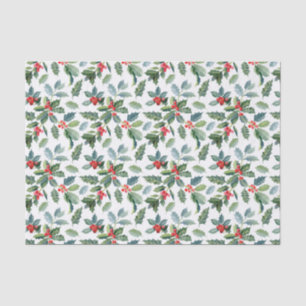 Papier Mousseline Noël rouge et vert Motif Holly