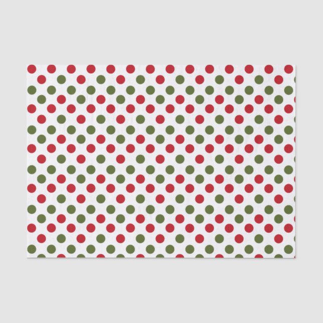 Papier Mousseline Noël Rouge Et Vert Pois (Recto)