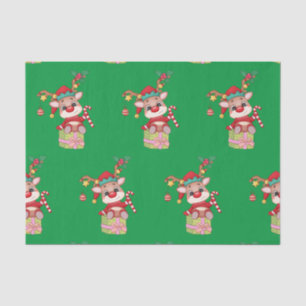 Papier Mousseline Noël Rudolph Red Nose Reindeer assis Cadeau