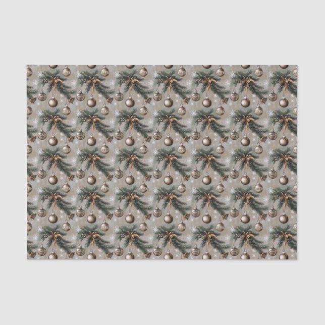 Papier Mousseline Noël rustique (Recto)