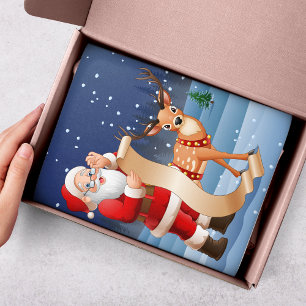 Papier Mousseline Noël Santa Claus Reindeer mignon hiver