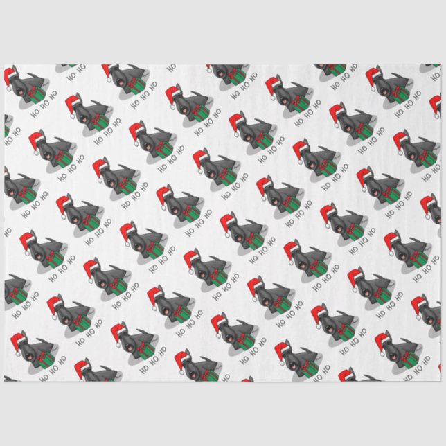 Papier Mousseline Noël Santa Hat Scottish Terrier (noir) mignonne (Recto)