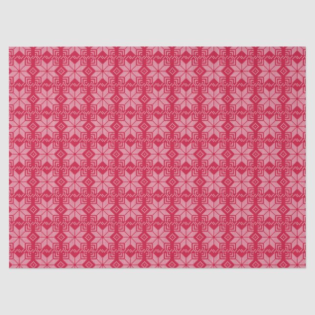 Papier Mousseline Noël, scandinave, rouge, blanc, flocons de neige, (Recto)