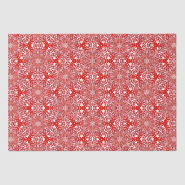 Papier Mousseline Noël Snowflake Motif Rouge Luxe (Recto)