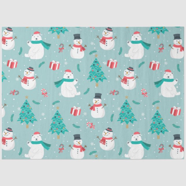 Papier Mousseline Noël Snowman Motifs Design 2 (Recto)
