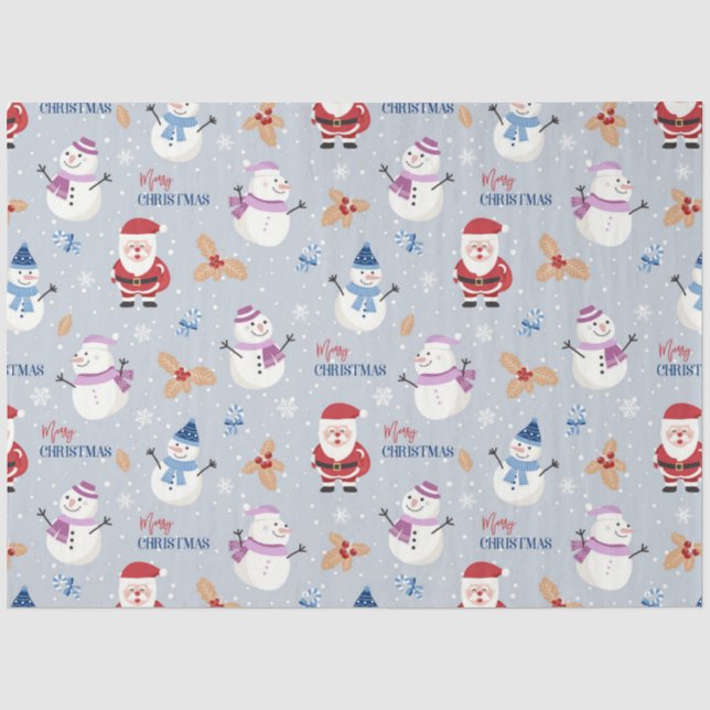 Papier Mousseline Noël Snowman Motifs Design 5 (Recto)