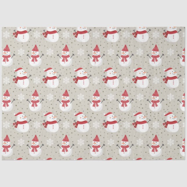 Papier Mousseline Noël Snowman Motifs Design 6 (Recto)