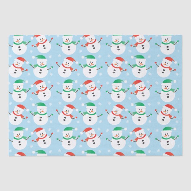 Papier Mousseline Noël Snowman Snowflake Motif (Recto)