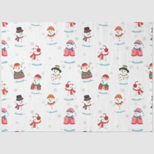 Papier Mousseline Noël Snowmen Snowman Motif