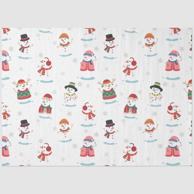 Papier Mousseline Noël Snowmen Snowman Motif (Recto)