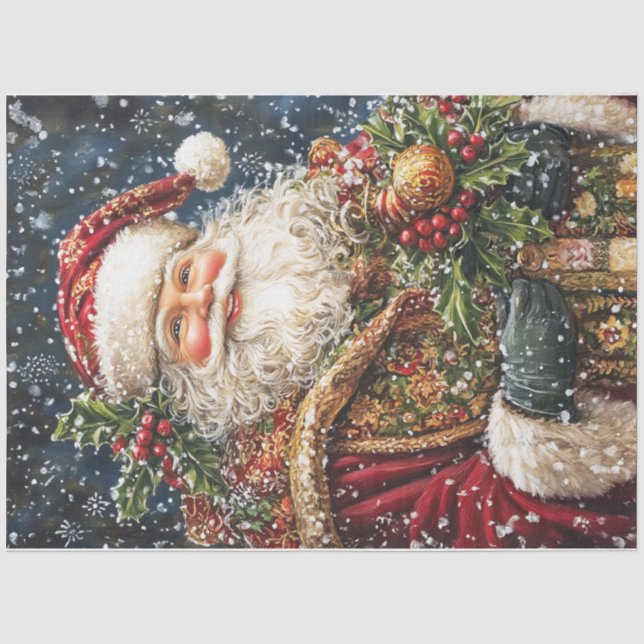 Papier Mousseline Noël souriant Père Noël (Recto)