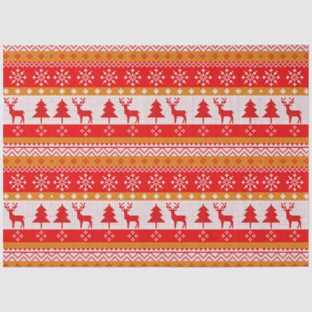 Papier Mousseline Noël Sweater Pine Trees Snowflakes Noël (Recto)