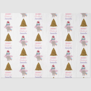 Papier Mousseline Noël Unicorne Santa Hat Gold Parties scintillant A