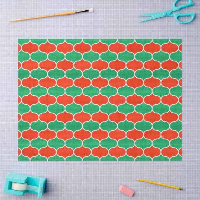 Papier Mousseline Noël Vacances Rouge et vert Motif oignon (Artisanat)