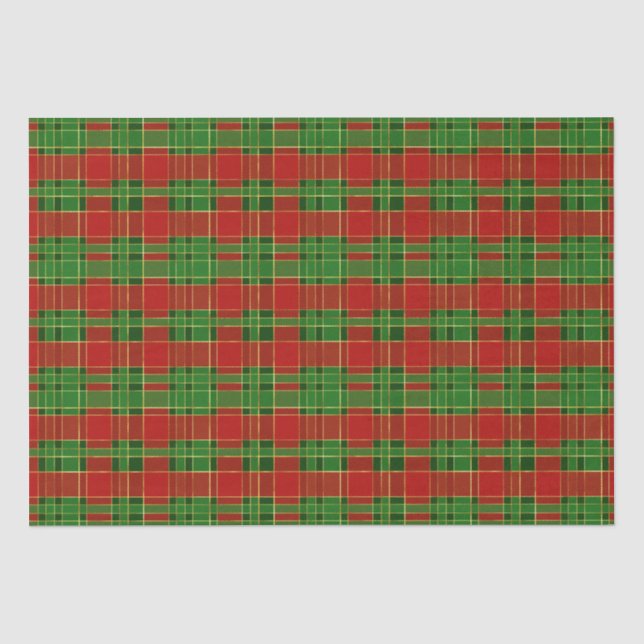 Papier Mousseline Noël Vacances Rouge, Vert et Or (Recto)